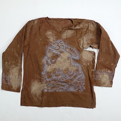 Torn and stained women's long-sleeved blouse